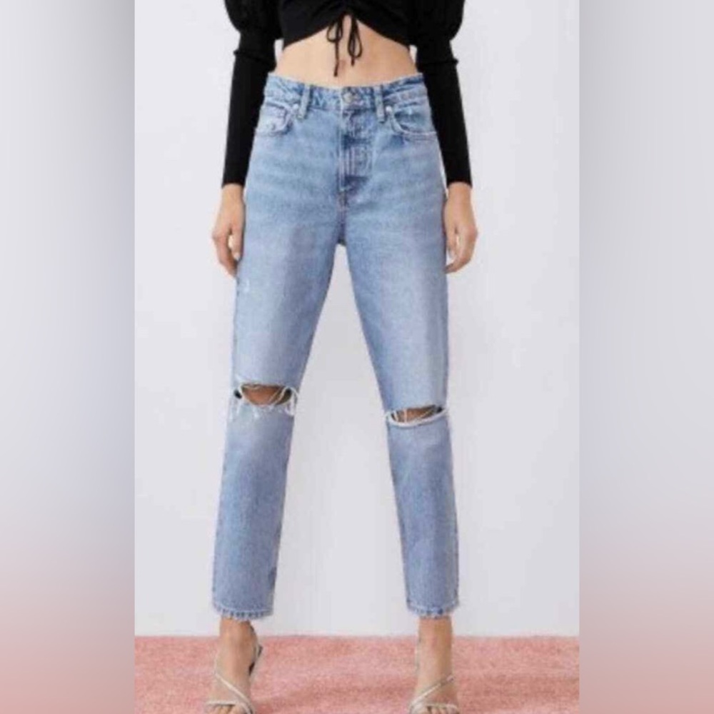 Zara high rise mom jean light wash